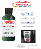 paint code location plate Peugeot 406 Vert Nausica M0QU, EQU 1995-2001 Green Touch Up Paint