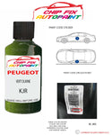paint code location plate Peugeot 308 Vert Olivine KJR 2021-2022 Green Touch Up Paint