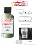 paint code location plate Peugeot 307 Vert Ouranos KSM 2000-2005 Green Touch Up Paint