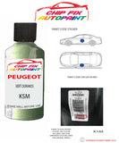 paint code location plate Peugeot 307 Vert Ouranos KSM 2000-2005 Green Touch Up Paint