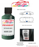 paint code location plate Peugeot 205 Vert Roland Garros M0RP, ERP 1989-1995 Green Touch Up Paint
