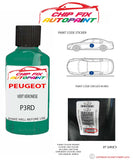 paint code location plate Peugeot 106 Vert Veronese P3RD 1995-2002 Green Touch Up Paint