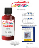 paint code location sticker Vauxhall Movano Vinci Red 701/60U 1999-2001 Red plate find code