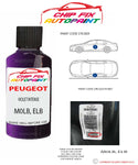 paint code location plate Peugeot 306 Violet Intense M0LB, ELB 1999-1999 Blue Touch Up Paint