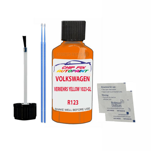 Paint For Vw Caddy Van Verkehrs Yellow 1023-Gl R123 2004-2015 Yellow Touch Up Paint