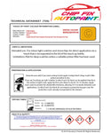 Data saftey sheet T6 Van/Camper Verkehrs Yellow LN1C 1989-2015 Yellow instructions for use