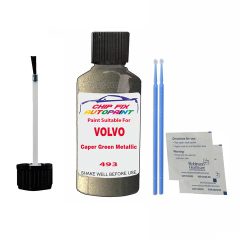 Paint Suitable For Volvo XC70 Caper Green Metallic Code 493 Touch Up 2011-2013