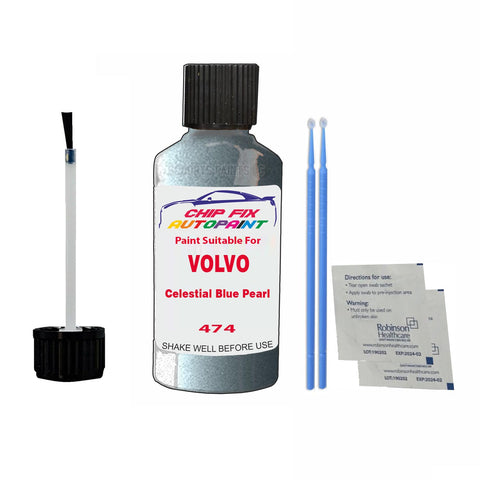 Paint Suitable For Volvo C70 Celestial Blue Pearl Code 474 Touch Up 2006-2013