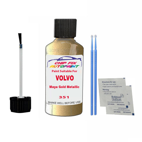 Paint Suitable For Volvo V40 Maya Gold Metallic Code 351 Touch Up 2003-2003