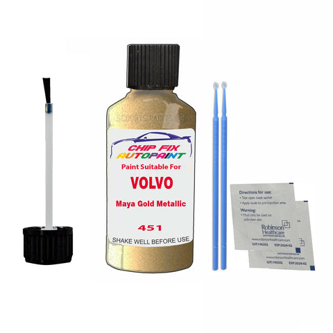 Paint Suitable For Volvo V40 Maya Gold Metallic Code 451 Touch Up 2003-2003