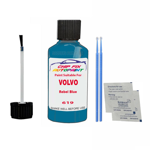 Paint Suitable For Volvo V40 Rebel Blue Code 619 Touch Up 2012-2016