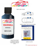 paint code location sticker Vauxhall Zafira Waterworld Geu/22A 2009-2015 Blue plate find code